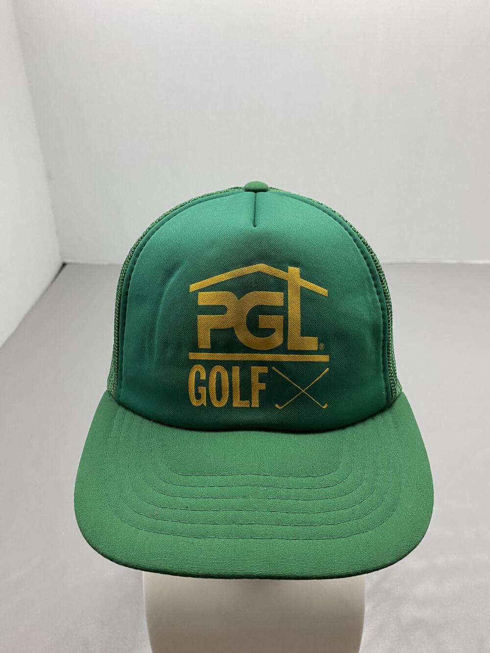 PGL Golf Hat Cap Snap Back One Size Green Trucker Mesh Cotton Baseball Cap Mens